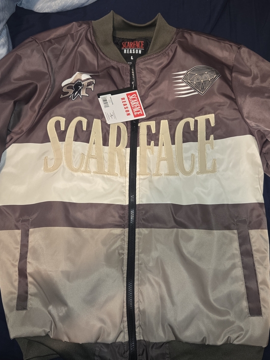 Reason Other - Reason Scarface Varsity Jacket Colorblock Khaki Size L